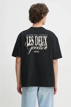 Les Deux tricou din bumbac barbati, culoarea negru, cu imprimeu, LDM101212 imagine