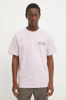 Les Deux tricou din bumbac barbati, culoarea roz, cu imprimeu, LDM101204 imagine