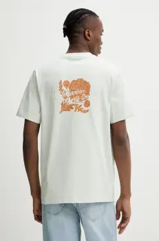 Les Deux tricou din bumbac barbati, culoarea verde, cu imprimeu, LDM101211 imagine