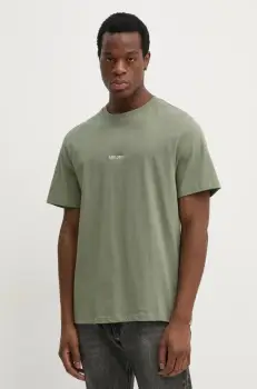 Les Deux tricou din bumbac barbati, culoarea verde, neted, LDM101184 imagine