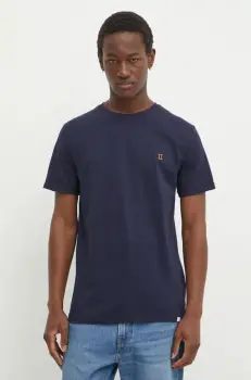 Les Deux tricou din bumbac culoarea albastru marin, melanj imagine