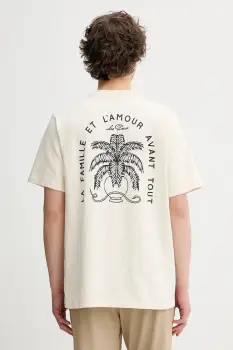 Les Deux tricou din bumbac culoarea bej, cu imprimeu, 1000212 imagine