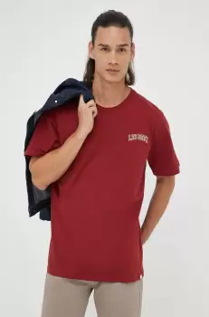 Les Deux tricou din bumbac culoarea bordo, cu imprimeu imagine