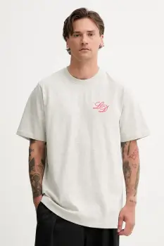 Les Deux tricou din bumbac culoarea gri, cu imprimeu, 1000197 imagine