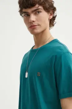 Les Deux tricou din bumbac culoarea verde, neted imagine