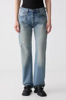 Levi's blugi straight pentru femei ROAD WORN 501 x PRIDE imagine