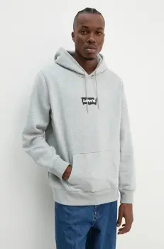 Levi's bluza barbati, culoarea gri, cu gluga, cu imprimeu imagine