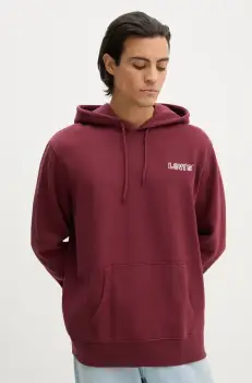 Levi's bluza barbati, culoarea gri, cu gluga, cu imprimeu imagine