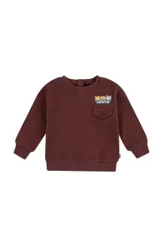 Levi's bluza bebe CHARACTER POCKET CREW culoarea maro, cu imprimeu, 6EL339 imagine