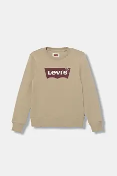 Levi's bluza copii BATWING CREWNECK culoarea bej, cu gluga, cu imprimeu, 9E9079 imagine