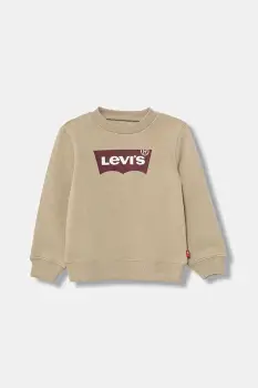 Levi's bluza copii BATWING CREWNECK culoarea bej, cu imprimeu, 8E9079 imagine