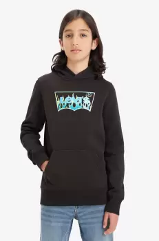 Levi's bluza copii culoarea negru, cu gluga, cu imprimeu imagine