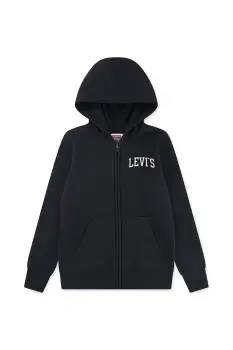 Levi's bluza copii LEGENDARY FULL ZIP HOODIE culoarea negru, cu gluga, cu imprimeu, 8EN722 imagine