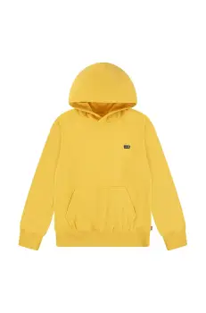 Levi's bluza copii MINI BATWING PULL OVER HOO culoarea galben, cu gluga, neted, 8EK422 imagine