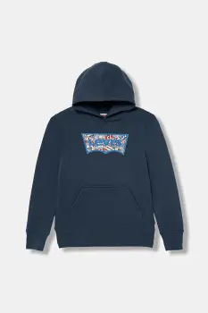 Levi's bluza copii ON THE ROAD BATWING HOODIE culoarea bleumarin, cu gluga, cu imprimeu, 9EP036 imagine