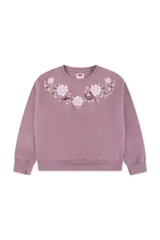 Levi's bluza copii ROSE FRONT TUCK CREW culoarea roz, cu imprimeu, 4EP015 imagine