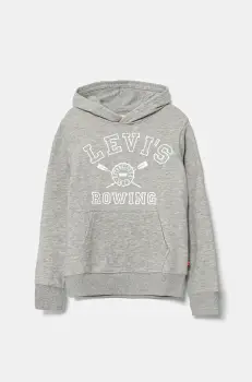 Levi's bluza copii VARSITY ROWING HOODIE culoarea gri, cu gluga, cu imprimeu, 9EM573 imagine