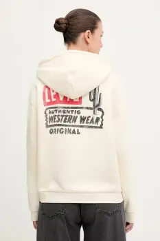 Levi's bluza culoarea bej, cu gluga, cu imprimeu, 001B6 imagine