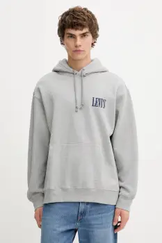 Levi's bluza culoarea gri, cu gluga, cu imprimeu, 38479 imagine