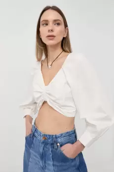Levi's bluza din bumbac femei, culoarea alb, neted imagine
