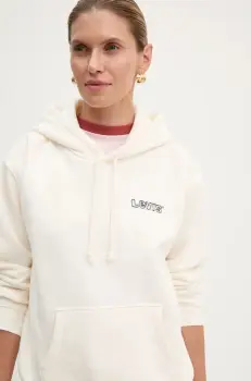 Levi's bluza femei, culoarea bej, cu gluga, cu imprimeu, A8801 imagine