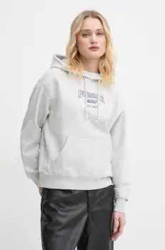 Levi's bluza femei, culoarea gri, cu gluga, cu imprimeu imagine