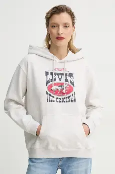 Levi's bluza femei, culoarea gri, cu gluga, cu imprimeu, A8801 imagine