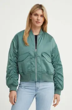 Levi's geaca bomber femei, culoarea verde, de tranzitie, A7262 imagine