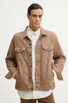 Levi's geaca jeans barbati, culoarea maro, de tranzitie imagine