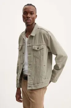 Levi's geaca jeans barbati, culoarea verde, de tranzitie imagine