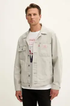 Levi's geaca jeans culoarea gri, de tranzitie, oversize, A4820 imagine