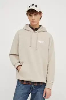 Levi's hanorac de bumbac barbati, culoarea bej, cu gluga, melanj imagine