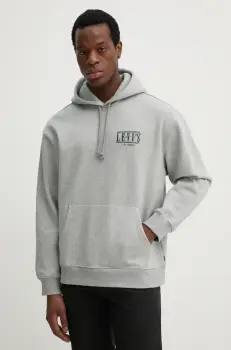 Levi's hanorac de bumbac barbati, culoarea gri, cu gluga, melanj imagine