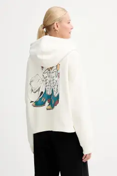 Levi's hanorac de bumbac culoarea bej, cu gluga, cu imprimeu, A9414 imagine