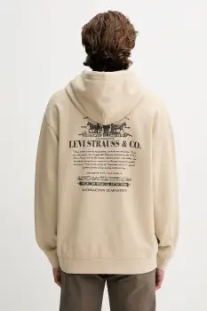Levi's hanorac de bumbac culoarea bej, cu gluga, uni, 38479 imagine