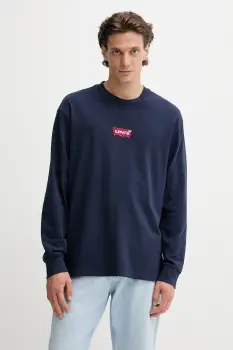 Levi's hanorac de bumbac culoarea bleumarin, cu imprimeu, A6145 imagine