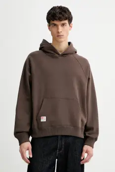 Levi's hanorac de bumbac culoarea maro, cu gluga, cu imprimeu, 0034R imagine