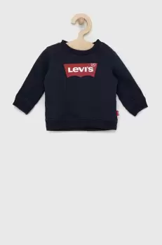 Levi's hanorac de bumbac pentru copii culoarea albastru marin, cu imprimeu imagine