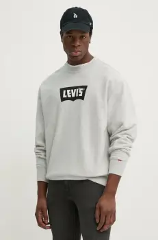 Levi's hanorac de bumbac PREMIUM GRAPHIC CREW barbati, culoarea gri, cu imprimeu, 000MS imagine