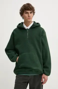 Levi's hanorac fleece culoarea verde, cu gluga, neted, A8611 imagine