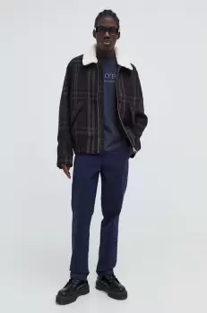 Levi's pantaloni de bumbac culoarea albastru marin, drept imagine