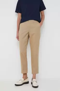 Levi's pantaloni femei, culoarea bej, fason chinos, high waist imagine