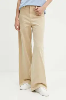 Levi's pantaloni femei, culoarea bej, lat, high waist, A8697 imagine