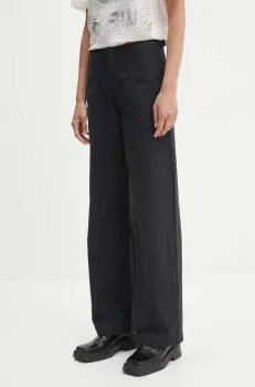 Levi's pantaloni femei, culoarea negru, lat, high waist, SURPLUS STRAIGHT imagine