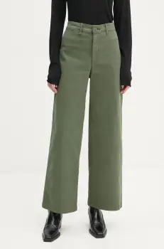 Levi's pantaloni femei, culoarea verde, lat, high waist, A8697 imagine