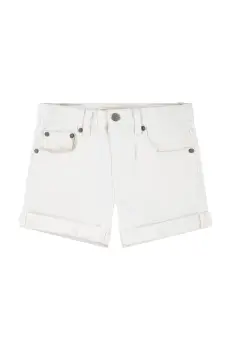 Levi's pantaloni scurti din denim pentru copii culoarea alb, neted, talie reglabila imagine