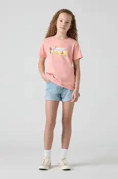 Levi's pantaloni scurti din denim pentru copii MINI MOM SHORT W EMBROIDER cu imprimeu, talie reglabila, 4EM218 imagine