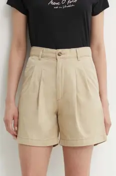 Levi's pantaloni scurti femei, culoarea bej, neted, high waist imagine