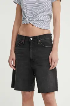 Levi's pantaloni scurti jeans BERMUDA SHORT femei, culoarea negru, neted, high waist, A8720 imagine