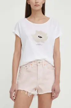 Levi's pantaloni scurti jeans femei, culoarea roz, neted, high waist imagine